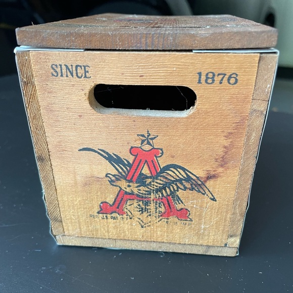 Vintage Mini 6" Anheuser Busch Budweiser Small Wood Beer Crate Box w/ Hinged Lid - Picture 2 of 4